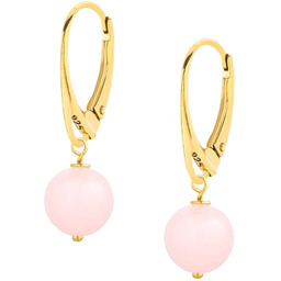 MYNESS Kolczyki pozłacane z kwarcem różowym
