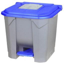 Niebieski kosz na odpady otwierany przyciskiem nożnym 30l
