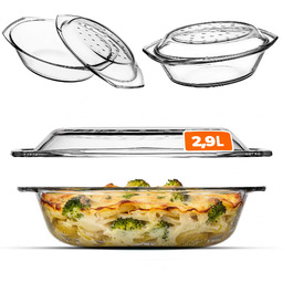 Naczynie żaroodporne Backe szklane z pokrywką 2.9L