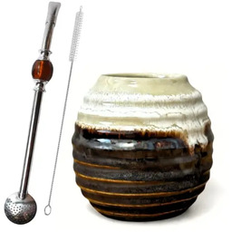 Zestaw Tykwa Ceramiczna "Opona" Kubek do Yerba Mate