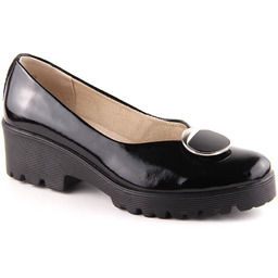 Skórzane lakierowane półbuty damskie z ozdobą Filippo DP4569