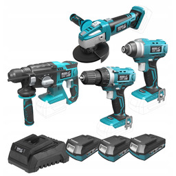 Zestaw narzędzi 18V Dedra młotowiertarka szlifierka wkrętarka impact