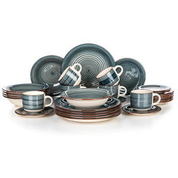 Banquet Ceramiczny zestaw obiadowy SPIRAL BLUE 30 sztuk