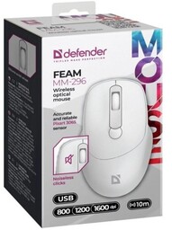 DEFENDER MYSZ FEAM MM-296 RF SILENT BIAŁA