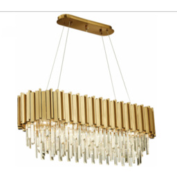 Pipe Organ Crystal BRASS - Long Chandelier -
