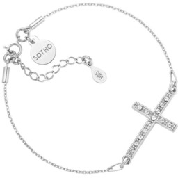 Srebrna bransoletka z krzyżem wysadzanym SWAROVSKI  CRYSTAL