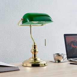 Lampa stołowa Lindby Milenka, mosiądz, wysokość 39 cm,