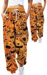 Spodnie Dresowe Na Halloween Jesień Print Dynia Przebranie