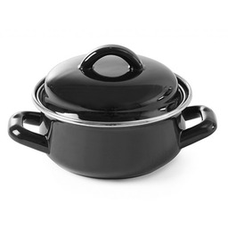 Garnek do zup sosów z pokrywką czarny 0,6l