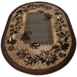 Profeos Brązowy Owalny Dywan W Kwiaty L2-D68