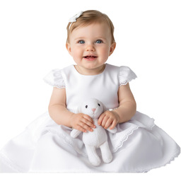 Sukieneczka do Chrztu bez rękawów Biała sukienka