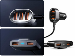 Ładowarka samochodowa JOYROOM rozdzielacz 5x USB 1.5m 6.2A