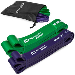 Hop-Sport, zestaw gum do ćwiczeń, zielony, 16-57 kg,