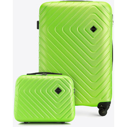 Średnia walizka i kosmetyczka z ABS-u z geometrycznym