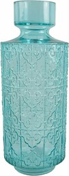 Leaf Designerskie szklane wazony, turkusowy wzór, 40 cm