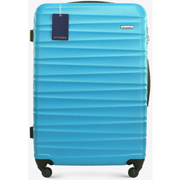 Duża walizka z ABS-u i identyfikator z logo