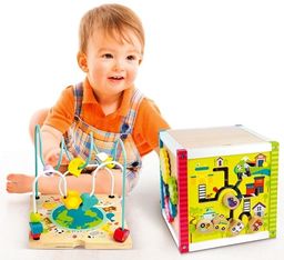 Drewniana kostka edukacyjna "Planeta Ziemia", zabawki edukacyjne