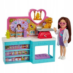 Barbie Zestaw Weterynarz Lalka Chelsea akceso