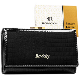 Średni portfel damski ze skóry naturalnej w czarnym