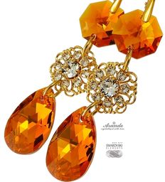 Nowe Kryształy Piękne Kolczyki Topaz Feel Gold