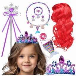 Mała Syrenka Arielka Zestaw Dodatki Korona Peruka Przebranie