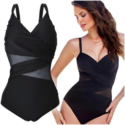 Strój Kąpielowy Jednoczęściowy Wyszczuplający Z Siateczką Kostium Monokini