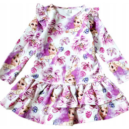 Sukienka 98 Liliowa Z Falbankami Elsa I Anna