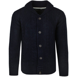 Granatowy Dziergany Sweter Zapinany na Guziki, Kardigan, Elegancki