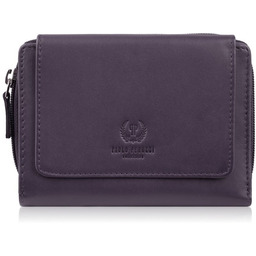 Portfel damski skórzany fioletowy duży w orientacji poziomej