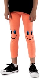 Legginsy dziewczęce getry długie 7/8 uśmiech pomarańczowe 122-128