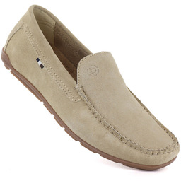 Skórzane mokasyny męskie beżowe Bugatti TT153108