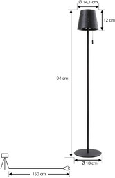 Lampa stojąca LED Hilario, czarna, żelazo, akumulator Hilario