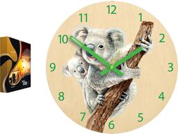 Zegar brzozowy ze wzorem koali ścienny akrylowy koala