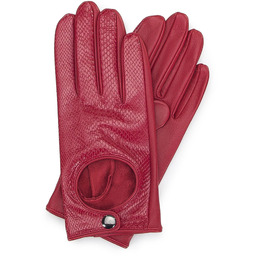 Damskie rękawiczki samochodowe ze skóry lizard czerwone