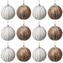 Bombki choinkowe nietłukące białe szampańskie 8 cm 12