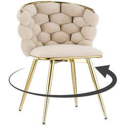 Krzesło obrotowe DC-3039 beż welur #5 złote nogi