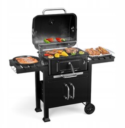 Duży Grill Ogrodowy Węglowy XXL Żeliwny Ruszt Popielnik