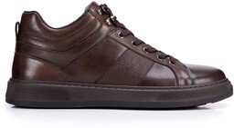 Męskie sneakersy ze skóry naturalnej sznurowane brązowe