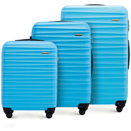 Zestaw walizek z ABS-u z żebrowaniem niebieski