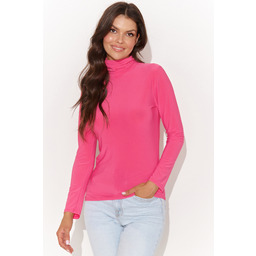 Malinowa Klasyczna Bluzka z Golfem