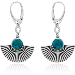 Srebrne kolczyki z zielonym malachitem na biglu pr.