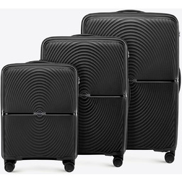 Zestaw walizek z polipropylenu w okręgi czarny