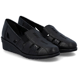 Mokasyny damskie z wycięciami Rieker L5358-00 BLACK R.37