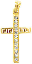 Złoty nowoczesny krzyżyk 585 z greckim wzorem