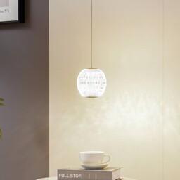 Lampa wisząca Lucande LED Ismenia, 1-punktowa, mosiądz, akryl