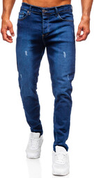 Granatowe spodnie jeansowe męskie slim fit Denley 6516