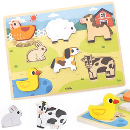 Viga Toys VIGA Drewniane Puzzle Układanka Montessori 2w1