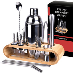 Zestaw Barmański 17 Elementów Shaker Stojak Duży Profesjonalny