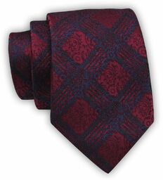 Krawat Alties (7 cm) - Ciemnoczerwony w Geometryczne