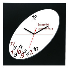 Zegar kwadrat elipsa czarny dla szczęściarzy